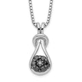 White Night Sterling Silver Rhodium-plated Black Diamond Love Knot 18 Inch Necklace with 2 Inch Extender, 0.212 ct, 18 x 8 mm