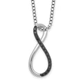 White Night Sterling Silver Rhodium-plated Black Diamond Infinity Symbol 18 Inch Necklace with 2 Inch Extender, 0.08 ct, 18 x 8 mm