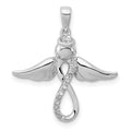 Sterling Silver Rhodium-plated Diamond Angel Pendant, 0.055 ct, 24 x 21 mm