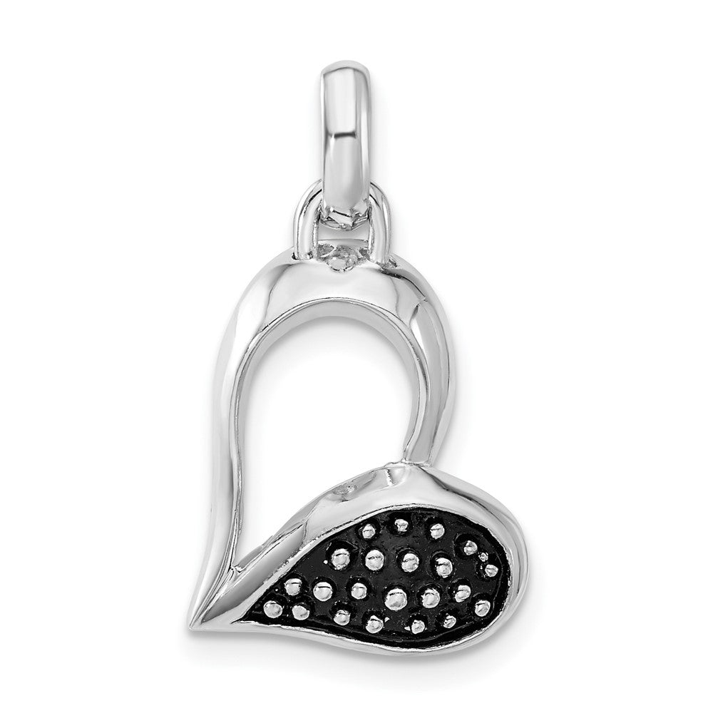 Sterling Silver Polished & Antiqued Open Heart Pendant, 25.85 x 15 mm