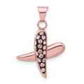 Sterling Silver Rose-tone Ceramic Crystal X Pendant, 24 x 16.8 mm