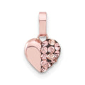Sterling Silver Rose-tone Ceramic-plated Crystal Heart Pendant, 12.7 x 7.65 mm