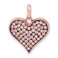 Sterling Silver Rose-tone Ceramic-plated Crystal Heart Pendant, 21.3 x 18 mm