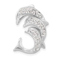 Sterling Silver Stellux Crystal Triple Dolphin Slide Pendant, 23.4 x 17.9 mm