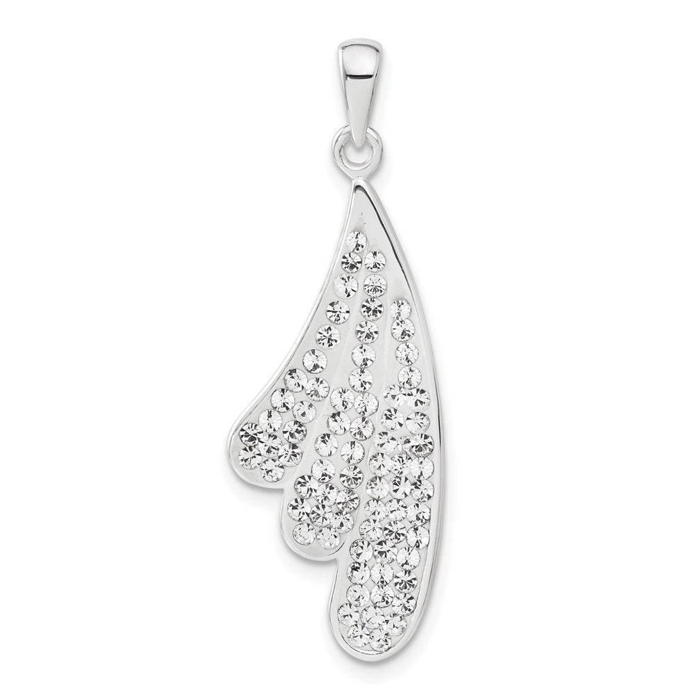 Sterling Silver Stellux White Crystal Wing Pendant, 40.35 x 14.6 mm