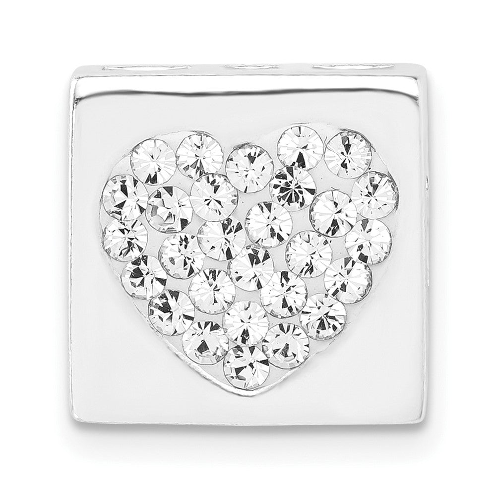 Sterling Silver Stellux Crystal Heart Square Slide Pendant, 14 x 14 mm