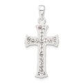Sterling Silver White Stellux Crystal Cross Pendant, 33.4 x 15.6 mm