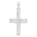 Sterling Silver Stellux Crystal and White Cross Pendant, 32.7 x 17.65 mm
