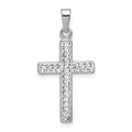 Sterling Silver Rhodium Plated Stellux Crystal Cross Pendant, 25 x 15 mm