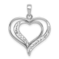 Sterling Silver Rhodium-plated Stellux Crystal Double Heart Pendant, 25 x 25 mm