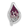 Sterling Silver Stellux White & Purple Crystal Fancy Pendant, 29 x 17.5 mm