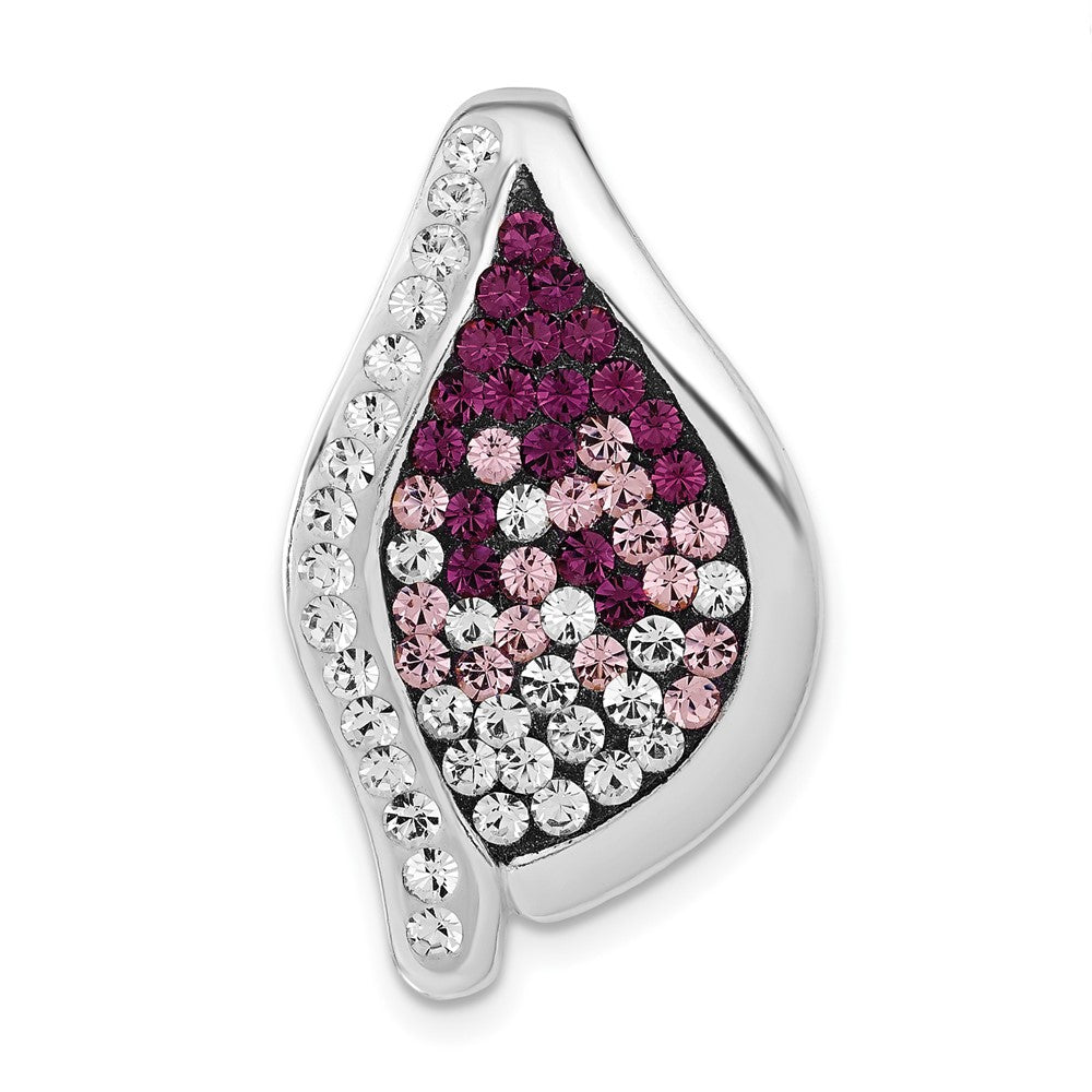 Sterling Silver Stellux White & Purple Crystal Fancy Pendant, 29 x 17.5 mm