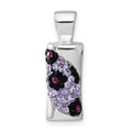 Sterling Silver Stellux Crystal Purple Animal Print Pendant, 22.9 x 7.65 mm