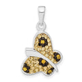 Sterling Silver Stellux Crystal Animal Print Butterfly Pendant, 25.4 x 15.75 mm