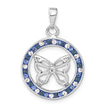 Sterling Silver Rhodium Plated Stellux Crystal Butterfly Pendant, 29.6 x 20 mm