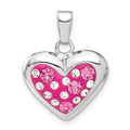 Sterling Silver Rhodium-plated & Ferido Stellux Crystal Heart Pendant, 24.5 x 18.8 mm