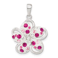 Sterling Silver Pink and White Stellux Crystal Flower Pendant, 27.7 x 20 mm