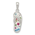 Sterling Silver Multi-Color Stellux Crystal Flip-flop Pendant, 22 x 8 mm