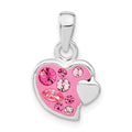 Sterling Silver Pink Stellux Crystal Heart Pendant, 19.4 x 12.15 mm