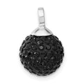 Sterling Silver Stellux Black Crystal Ball Pendant, 18.8 x 12.25 mm