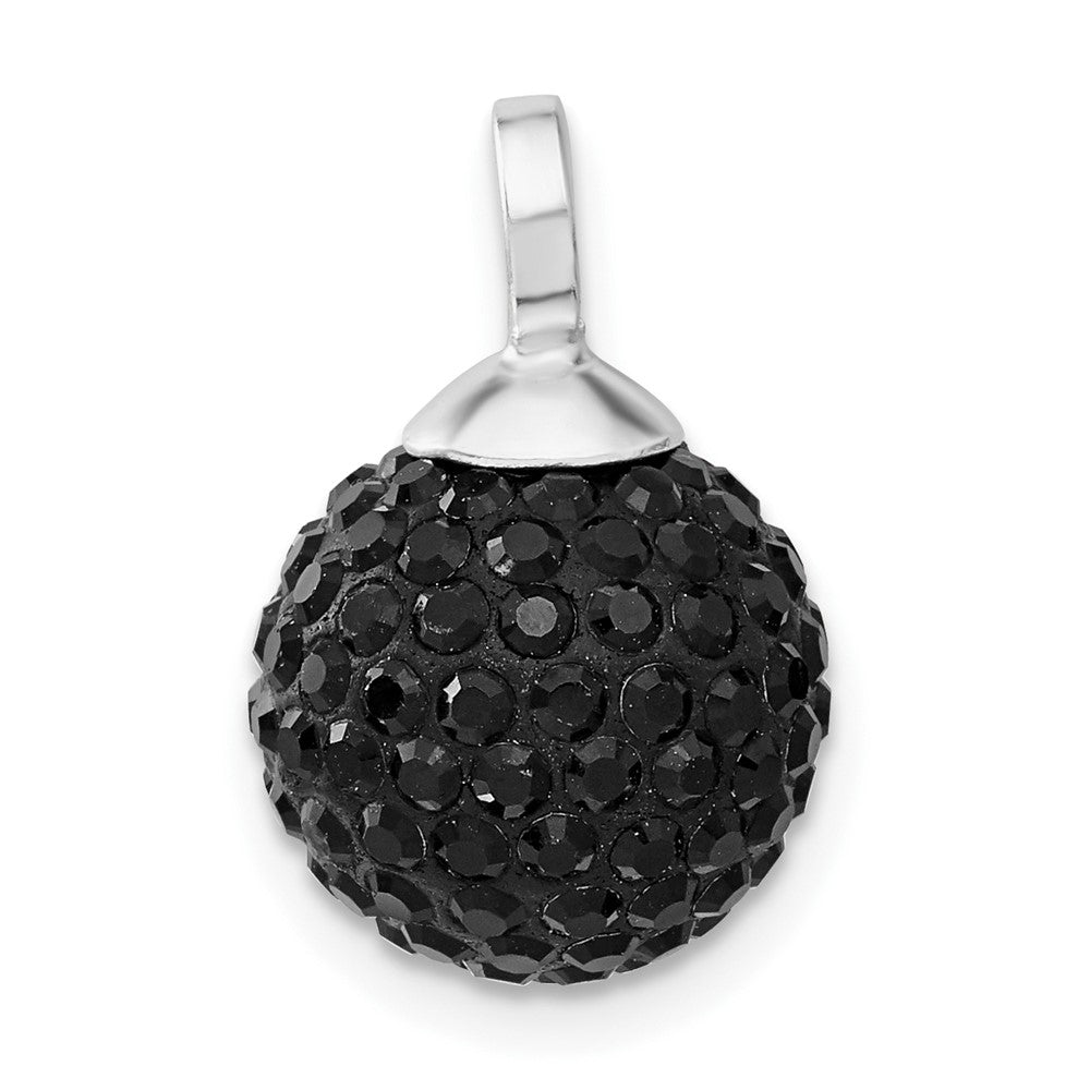 Sterling Silver Stellux Black Crystal Ball Pendant, 18.8 x 12.25 mm
