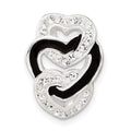 Sterling Silver Enameled Stellux Crystal Triple Heart Slide, 19.4 x 14.1 mm