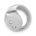 Sterling Silver Rhodium Plated Satin & Polished CZ Circle Pendant, 14 x 13.75 mm