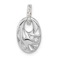 Sterling Silver Rhodium-plated CZ Geometric Oval Pendant, 18.5 x 10.05 mm