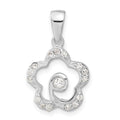 Sterling Silver CZ Flower Pendant, 23.85 x 14.75 mm