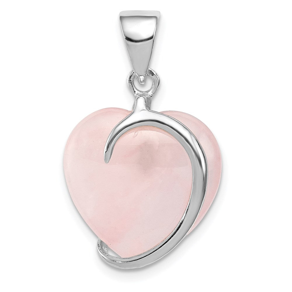 Sterling Silver Rose Quartz Pendant, 20 x 18 mm