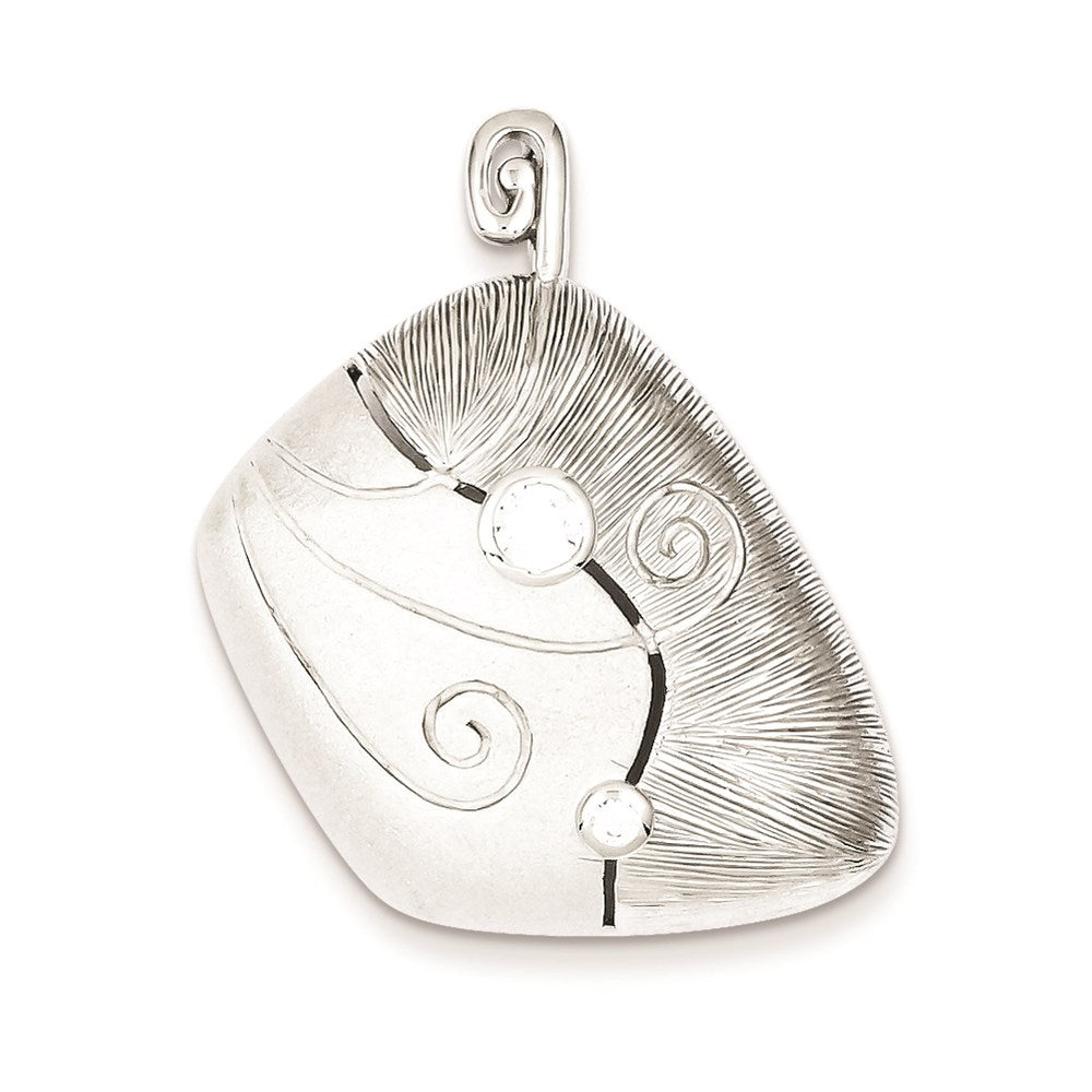 Sterling Silver CZ & Matte Curl Pendant, 34 x 29 mm