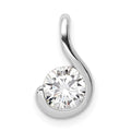 Sterling Silver Rhodium Plated CZ Pendant, 14 x 8 mm