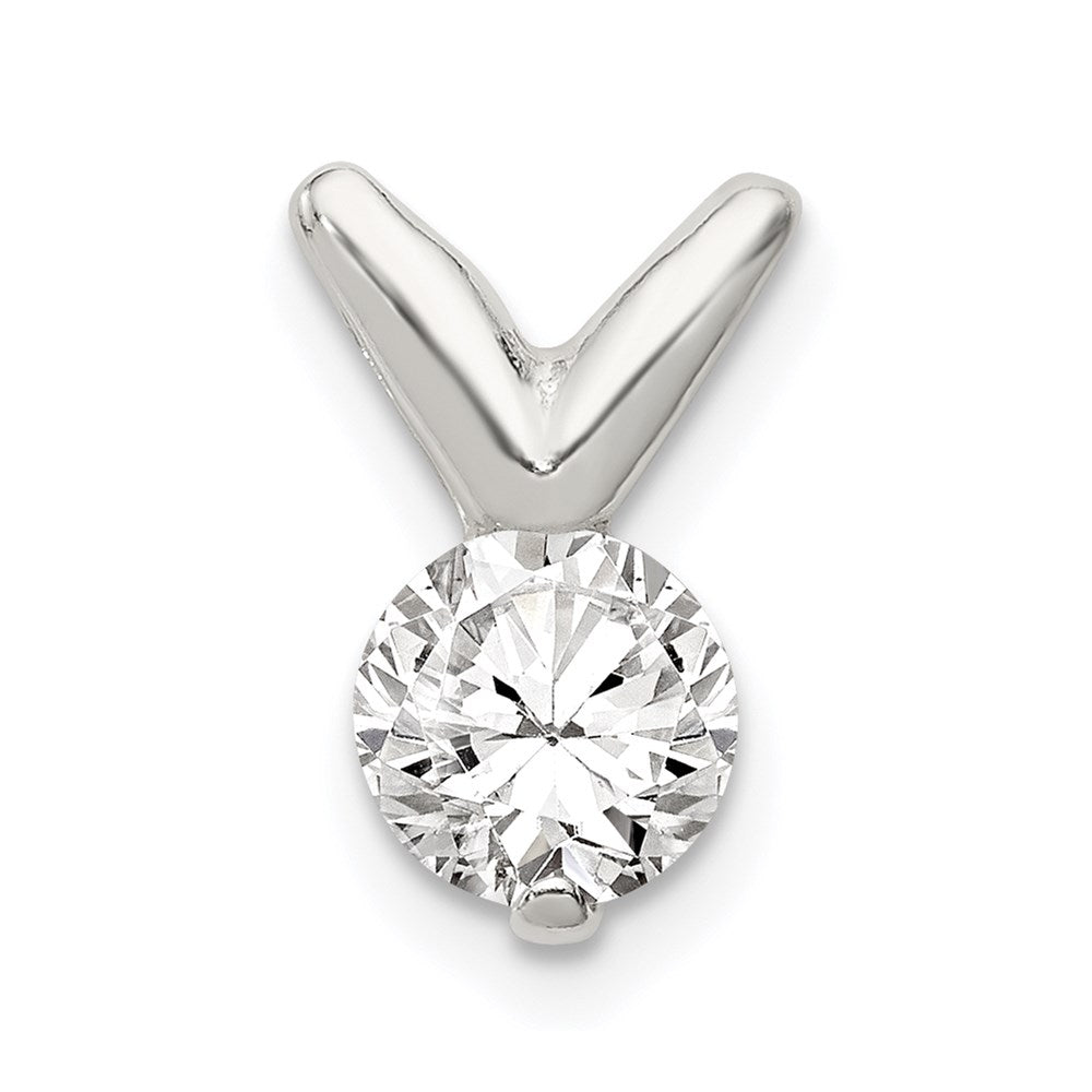 Sterling Silver CZ Pendant Chain Slide, 13 x 9 mm