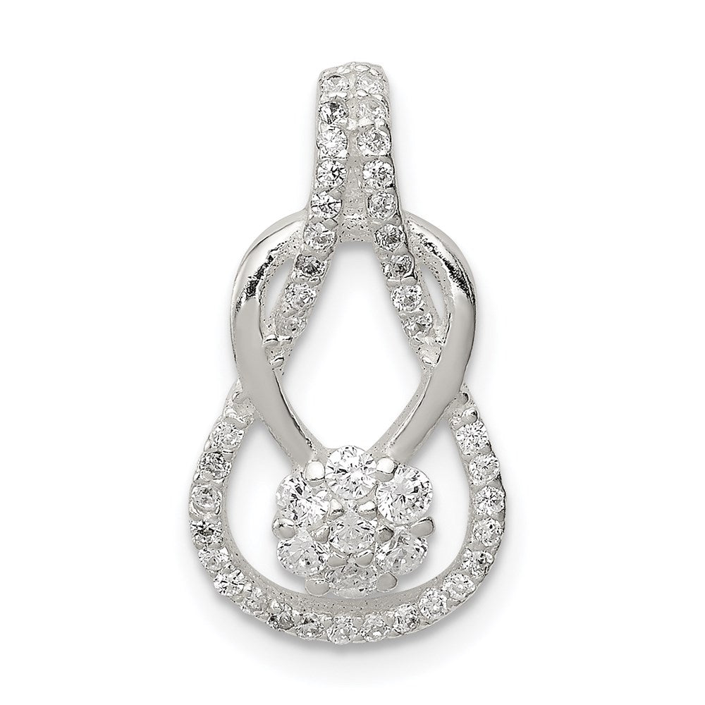 Sterling Silver CZ & Teardrop Pendant, 20 x 10 mm