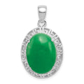 Sterling Silver Jade Greek Key Pendant, 23 x 17 mm