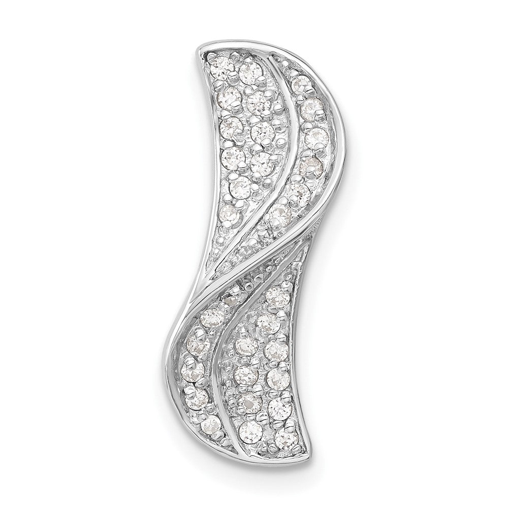 Sterling Silver Rhodium-plated CZ Slide, 22.5 x 9.5 mm