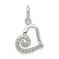 Sterling Silver CZ Heart Pendant, 16 x 12 mm