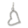 Sterling Silver CZ Heart Pendant, 20 x 15 mm
