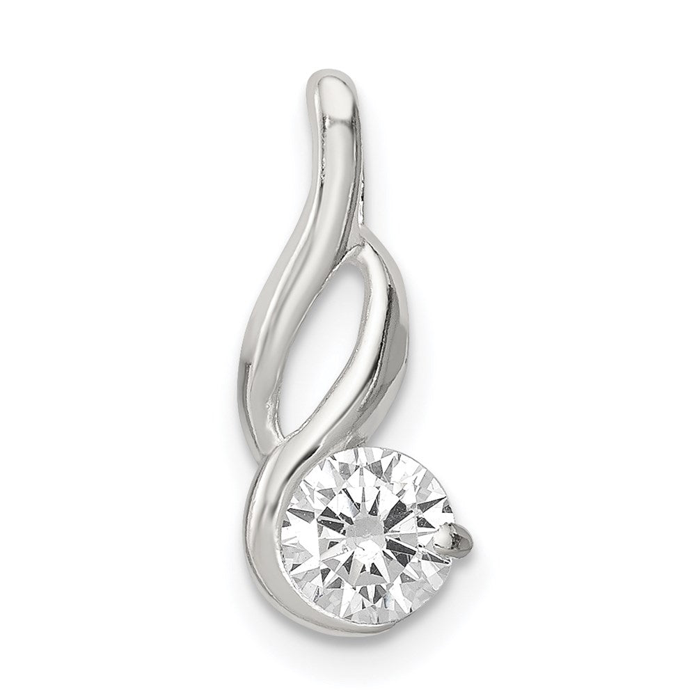 Sterling Silver CZ Pendant Chain Slide, 16 x 6 mm