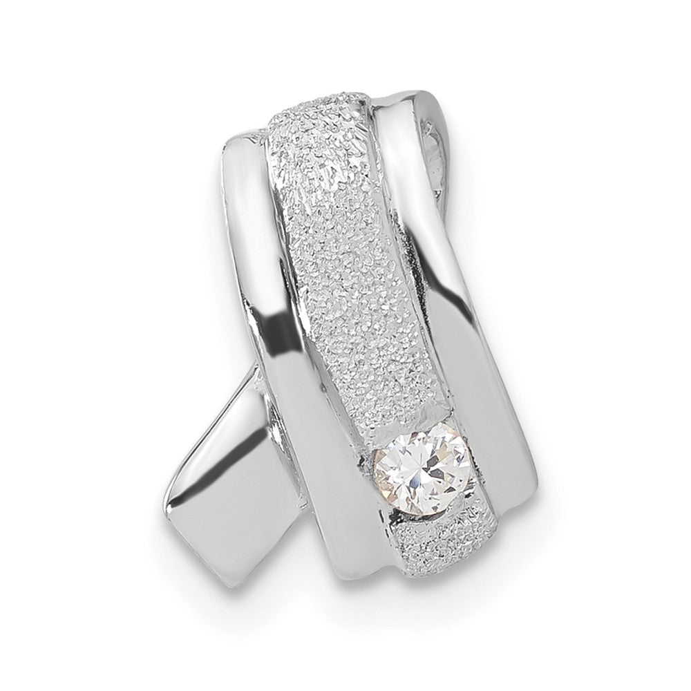 Sterling Silver Rhodium-plated CZ Pendant Slide, 12.9 x 9.85 mm