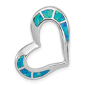 Sterling Silver Rhodium-plated Blue Inlay Created Opal Heart Pendant, 23 x 18 mm