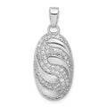 Sterling Silver Rhodium-plated CZ Oval Swirl Design Pendant, 33 x 13.9 mm