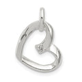 Sterling Silver Heart with CZ Pendant, 16 x 14 mm
