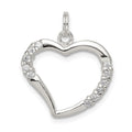 Sterling Silver CZ & Heart Pendant, 17 x 17 mm