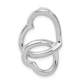 Sterling Silver Rhodium-plated Double Heart Slide Chain Slide, 25 x 17 mm