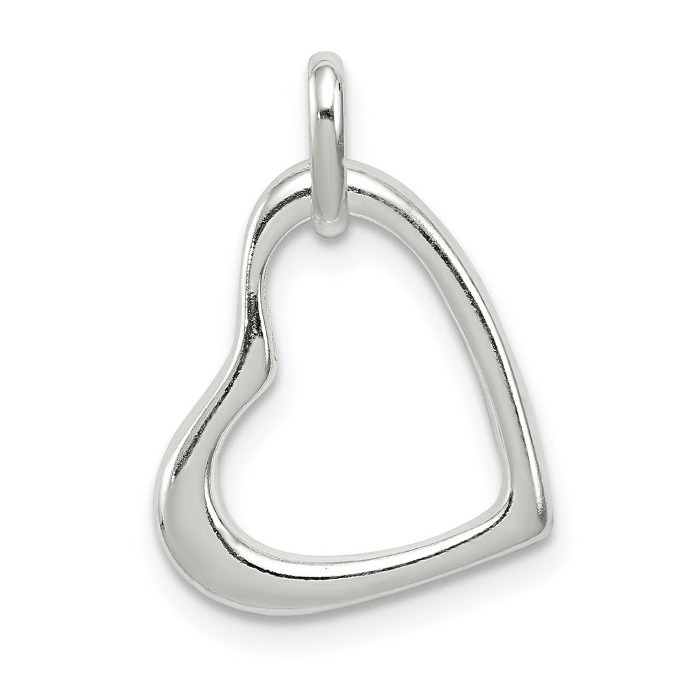 Sterling Silver Polished Open Heart Pendant, 18 x 14 mm