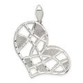 Sterling Silver Brushed & Diamond Cut Textured Heart Pendant, 38.2 x 34.5 mm