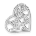 Sterling Silver Rhodium Plated CZ Heart Slide, 18.2 x 16.4 mm