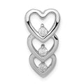 Sterling Silver Rhodium Plated CZ Multi Hearts Chain Slide, 20 x 10 mm