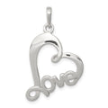 Sterling Silver Polished Love Heart Pendant, 25 x 20 mm